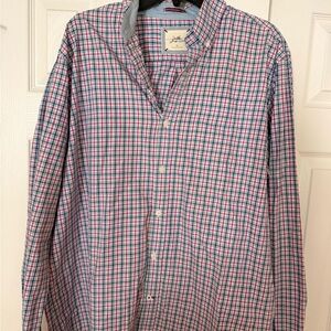 Johnston & Murphy Men's Pink and Blue Plaid Shirt